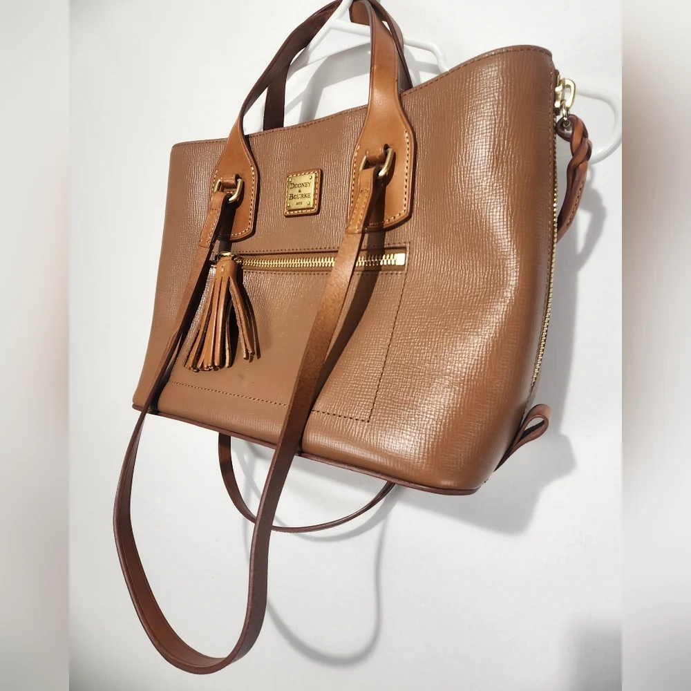 Dooney & Bourke Morgan Saddle Tan Leather Handbag With Coin Wallet